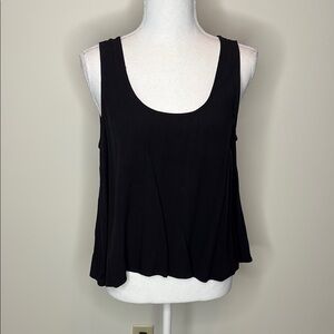 Xai Black Sleeveless Women's Rayon Split Back Top. Large